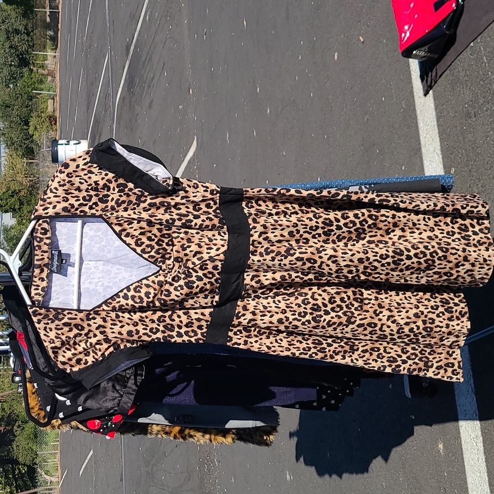 Sourpuss Leopard Print Fit-and-Flare Dress in Tan and Black